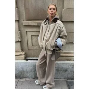 Helsa The Shirred Bomber Jacket With Corduroy Collar